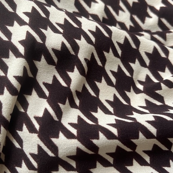 Strapless Jumpsuit in Brown Houndstooth with Tie Belt, Wide Leg Size M - Picture 3 of 3